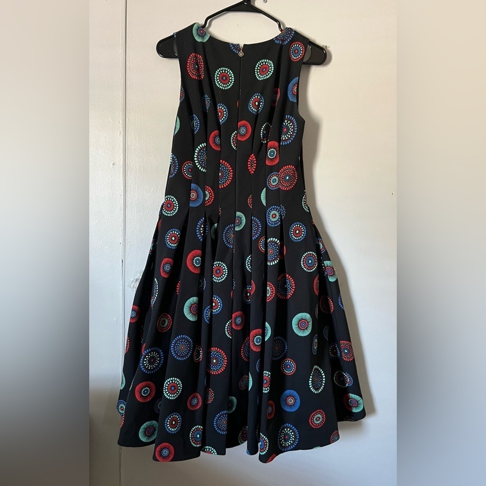 Kate Spade Black Midi Dress with Vibrant Patterns - Picture 4 of 11